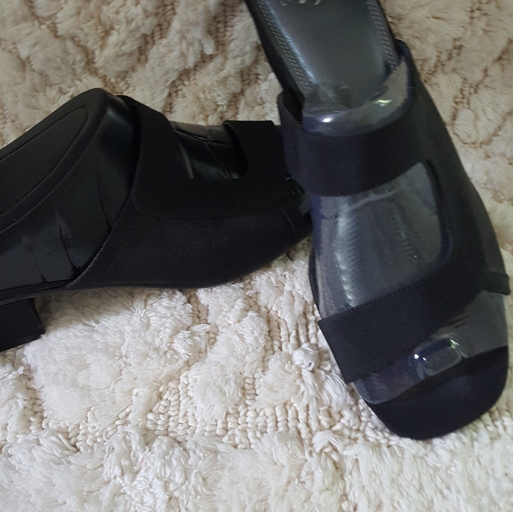 Life Stride Black Micron dress slide-Marked 9W